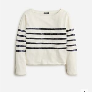 Mariner jersey cropped boatneck T-shirt with sequins
